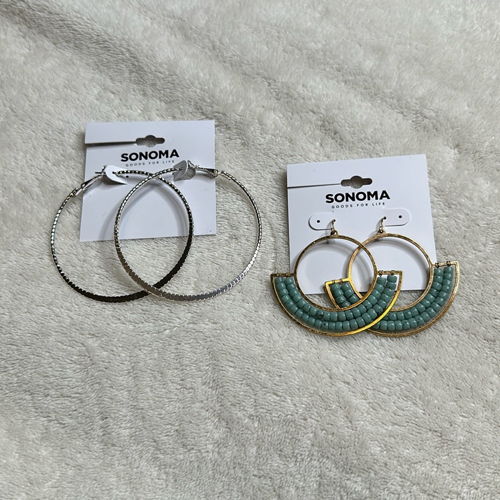 Sonoma Silver and Gold Hoop Earrings Set